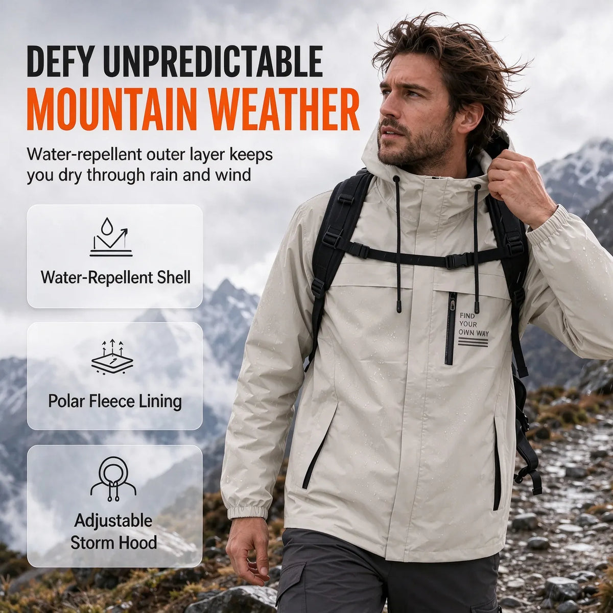 Men’s Outdoor Wind Jacket with Removable Hood