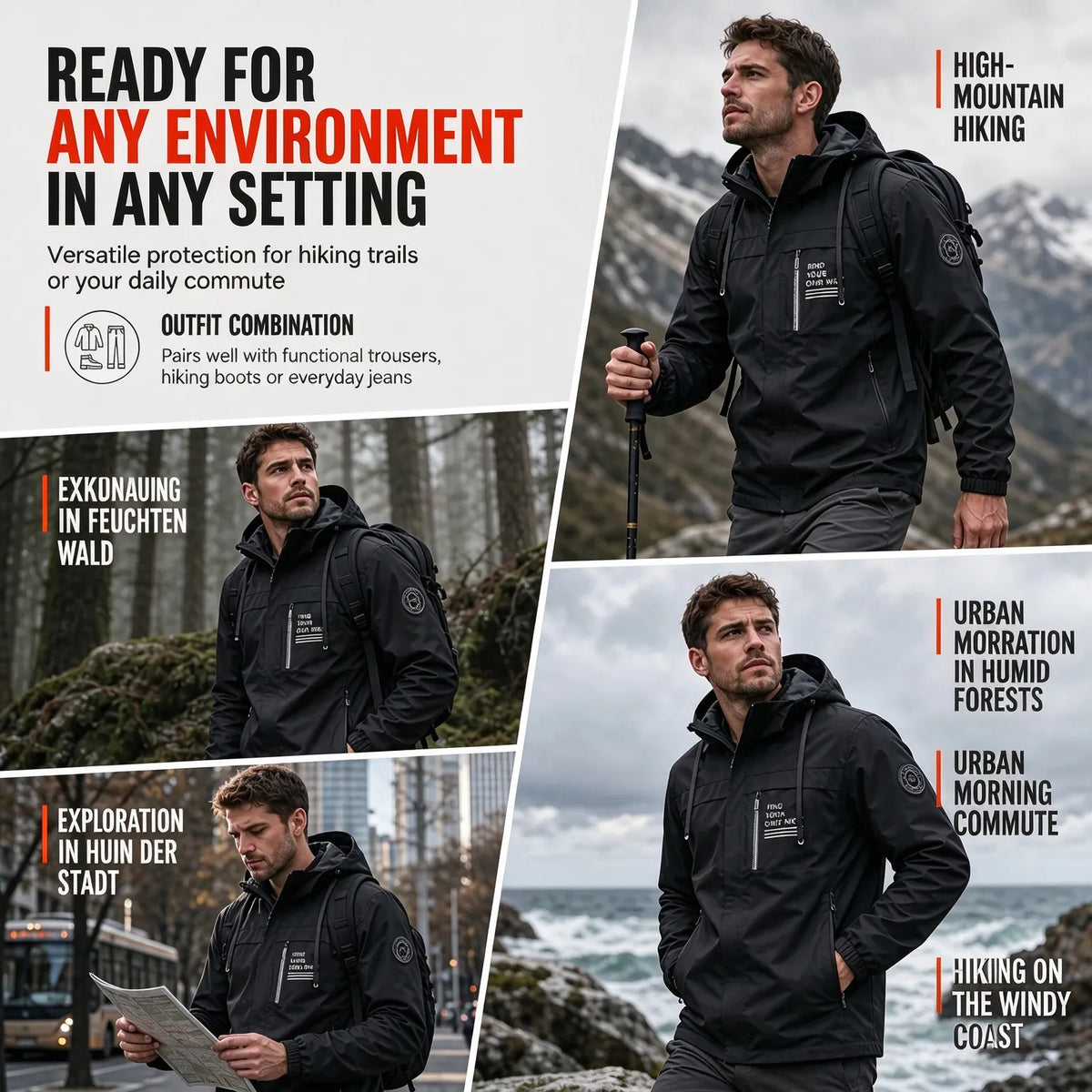 Men’s Outdoor Wind Jacket with Removable Hood