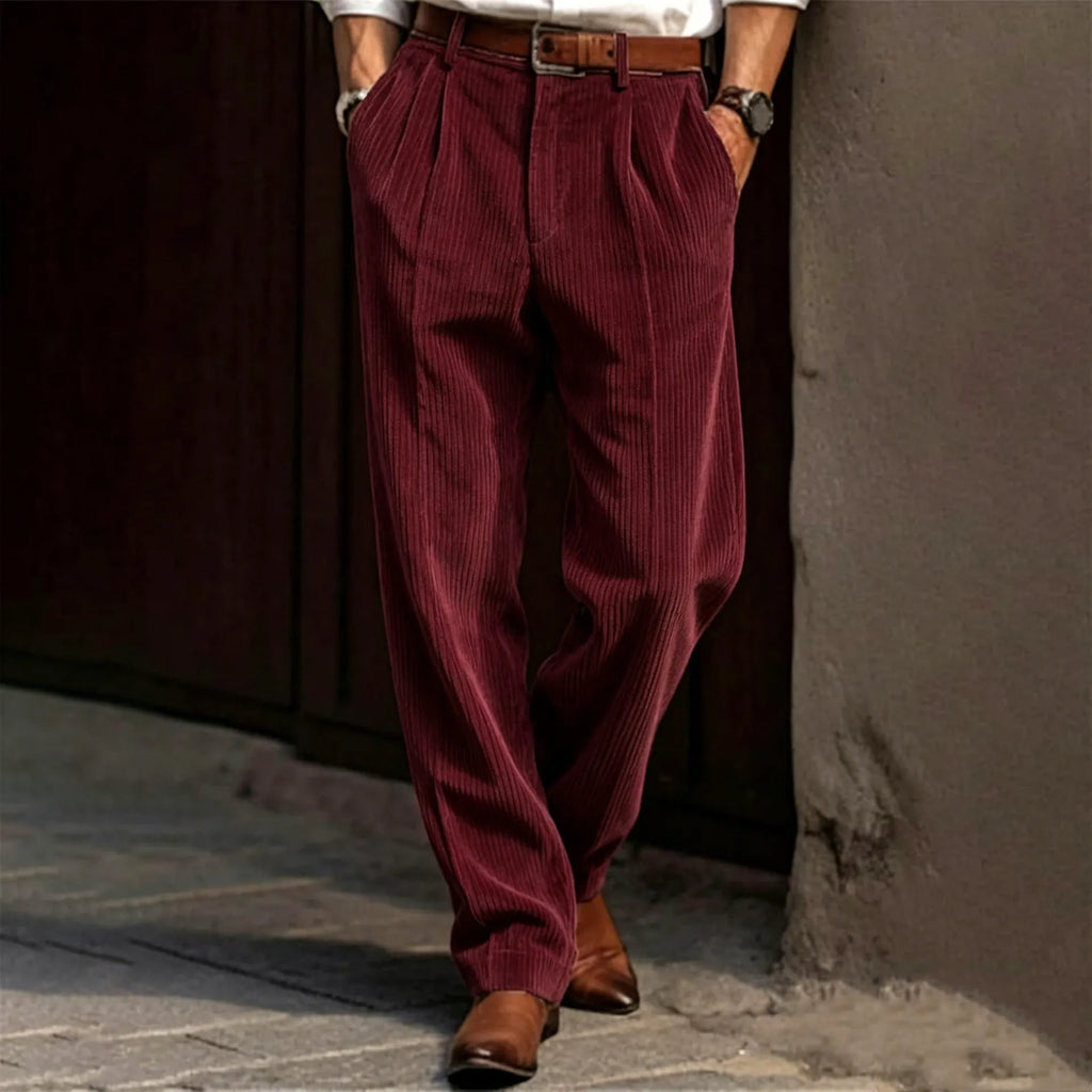Men's Casual Solid‐Color Corduroy Pants
