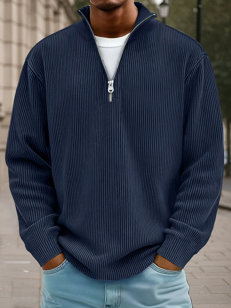 Casual Stand Collar Corduroy Sweatshirt