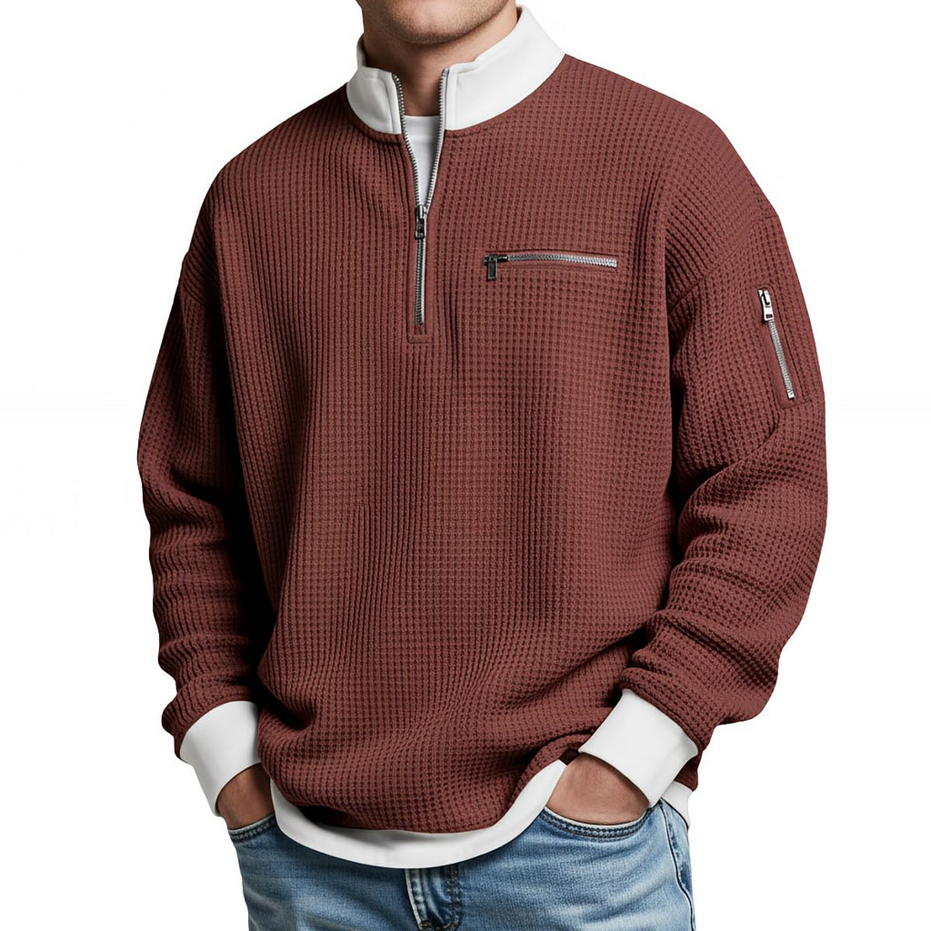 Men's waffle knit half-zip sweater