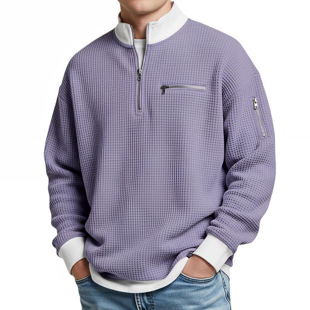 Men's waffle knit half-zip sweater